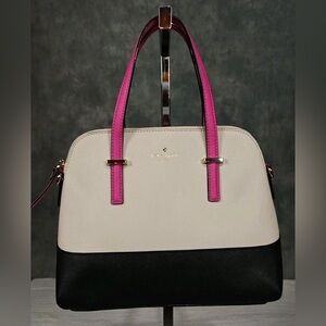 Kate Spade Cedar Street Maise Handbag Black Pebble Vivid Snapdragon